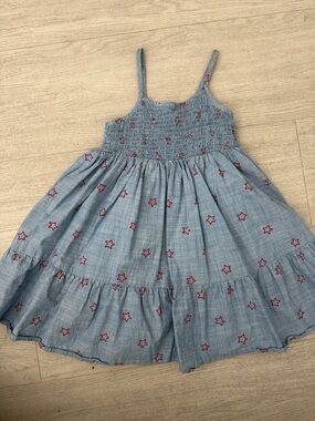 Cat & Jack Light Chambray Dress with Red Star Print